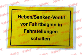 94886 Aufkleber  "Heben/Senken-Ventil..."